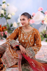 Shehnai By Dressline Unstitched 3 Piece Formals Collection'2025-shehnai-unstitched-caramel-rust