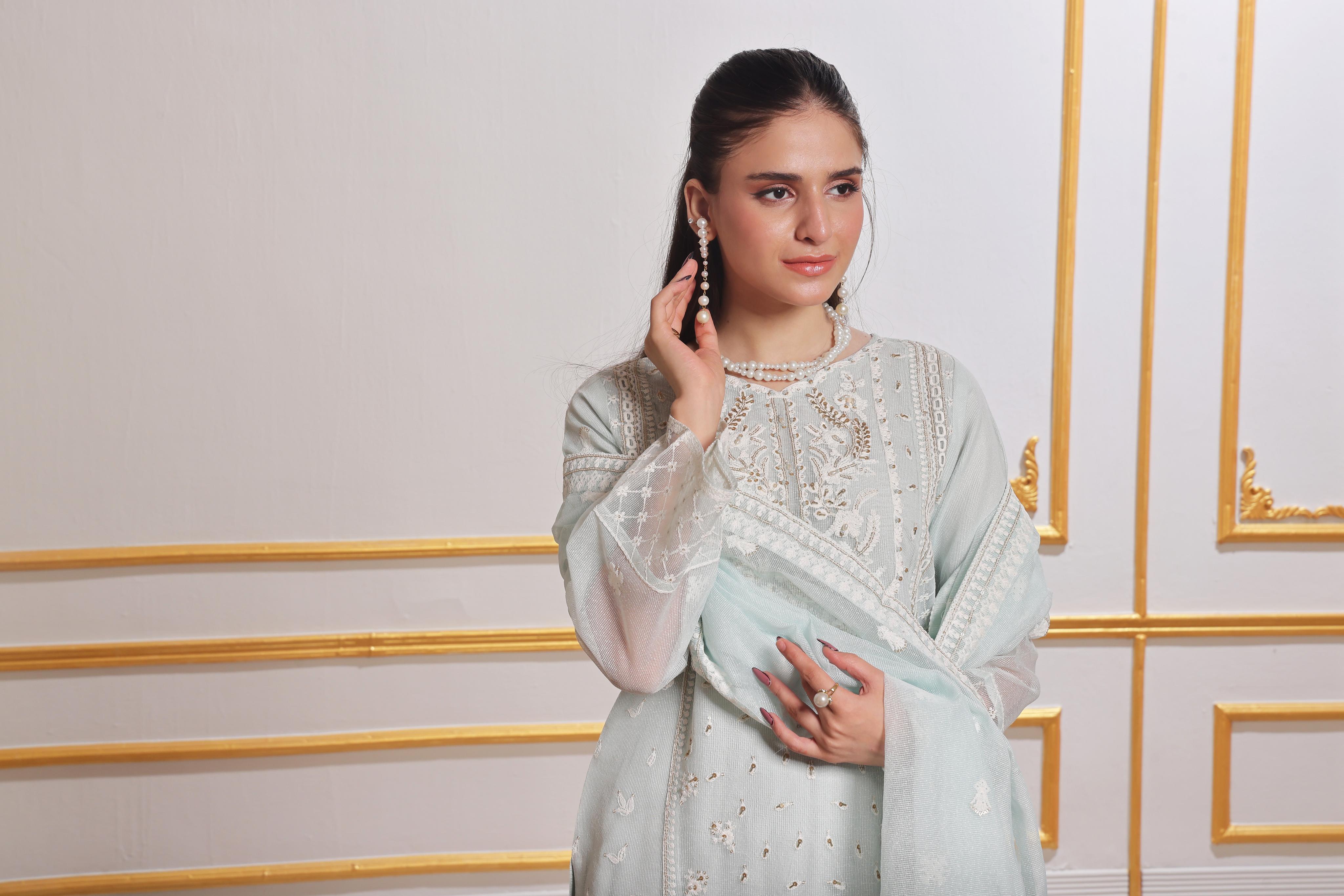 Dressline Lotus Refined Grace In Net Viscose Semi Stitched Aiyudiya Net Viscose Suit With Raw Silk Grip Trousers