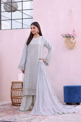 Pulse By Dressline Stitched 3 Piece Formals Collection'2025-pulse-stitched-frost-gray