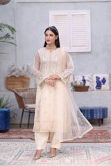 Silver-Tulip By Dressline Semi Stitched 3 Piece Formals Collection'2025-silverT-beige