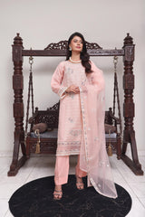 Abeeha By Dressline Stitched 3 Piece Organza Formals Collection'2025-abeeha-pink