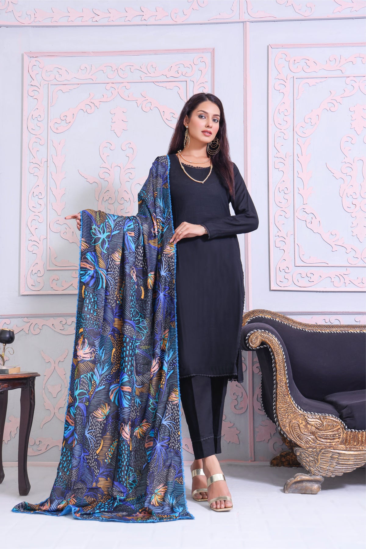 Feathers Unstitched 3 Piece Winter Collection-SALVIA-FT169