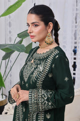 Dressline Mulberry Semi Stitched Luxury Emb Chiffon 3 Piece Suit