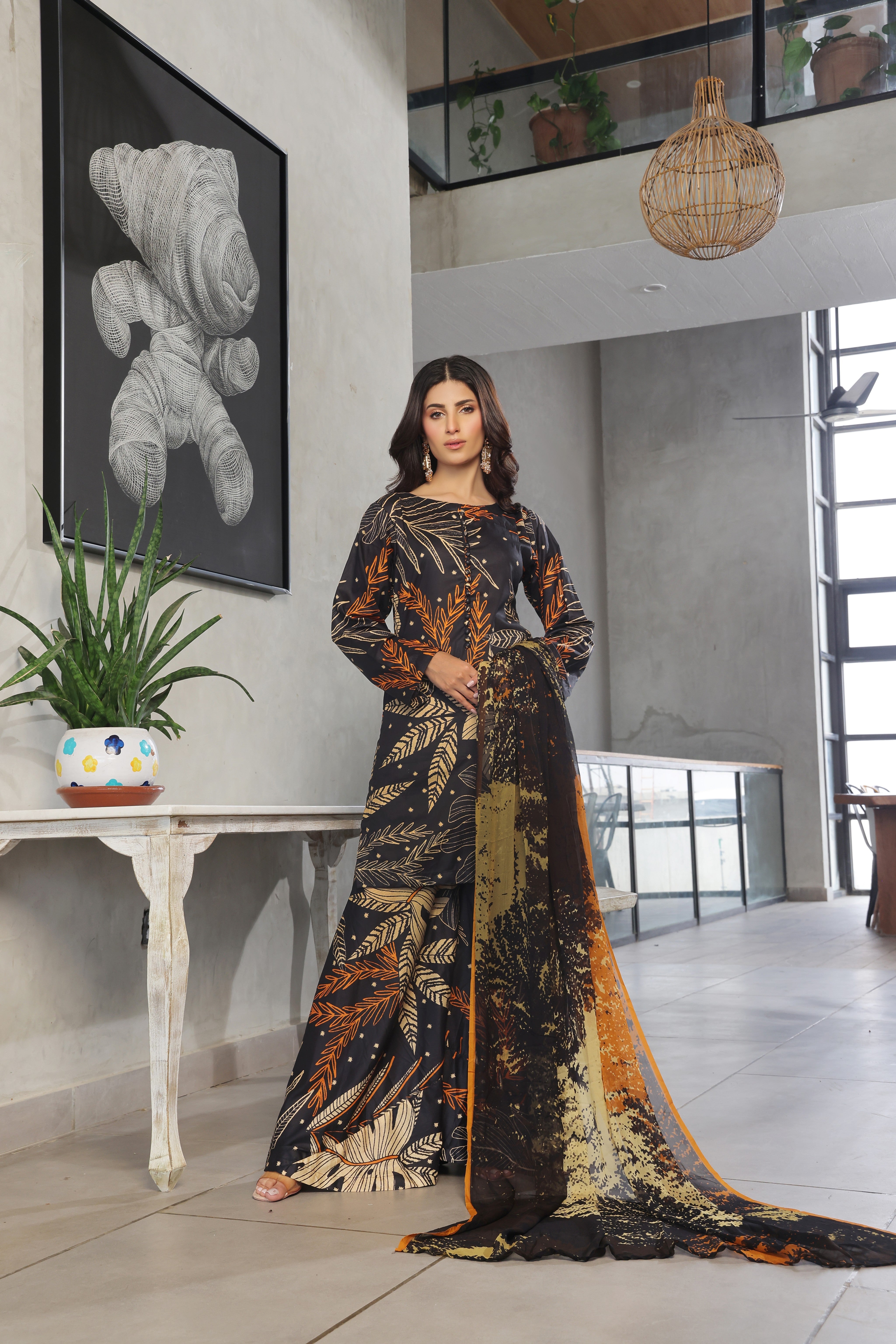 Whisper Winds By Feathers Unstitched 3 Piece Lawn Collection'2025-SABLE-FT494