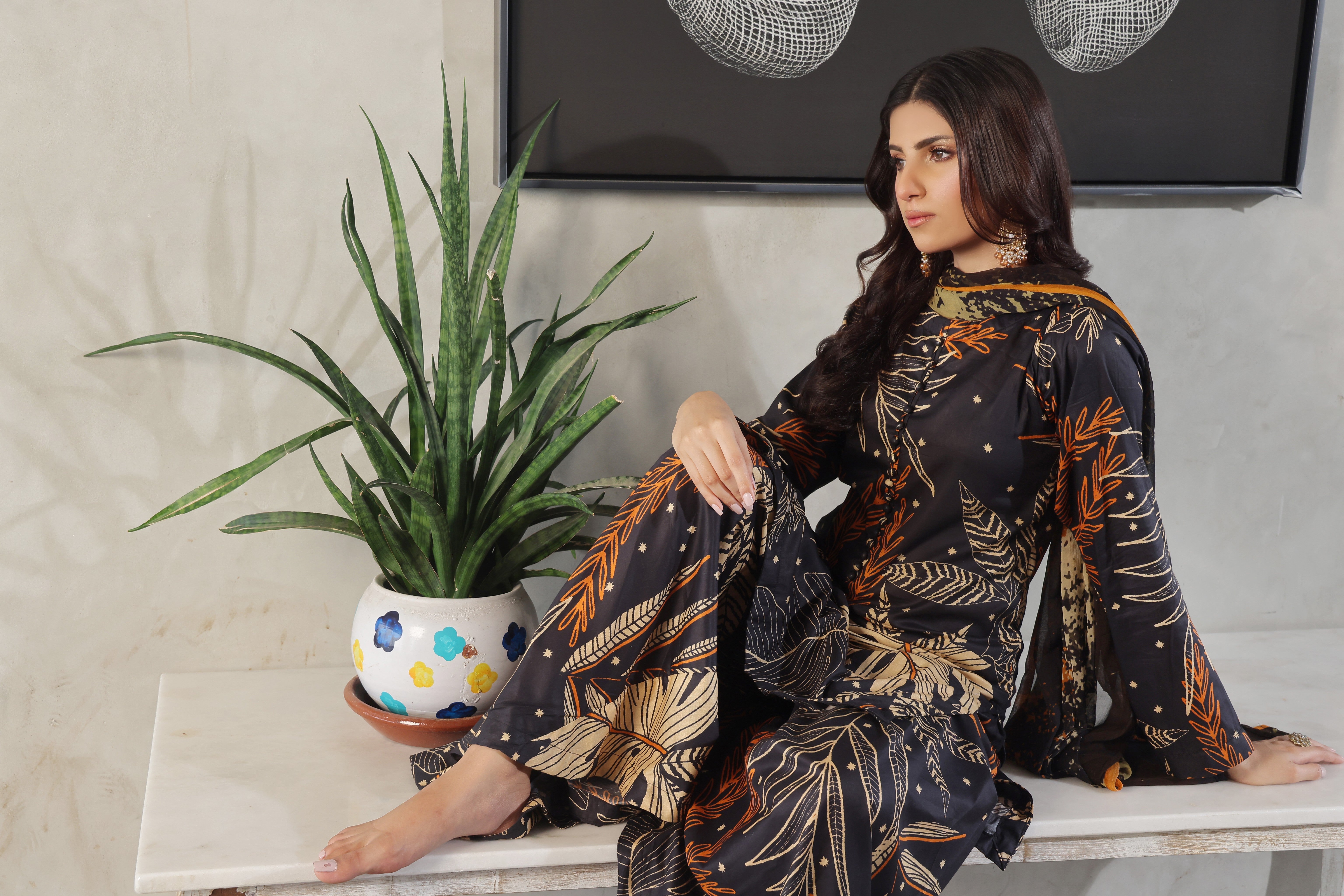 Whisper Winds By Feathers Unstitched 3 Piece Lawn Collection'2025-SABLE-FT494