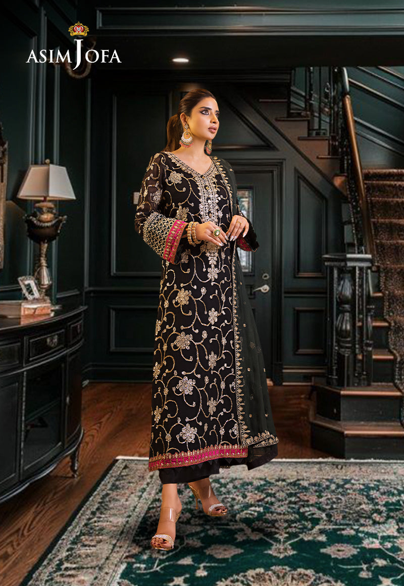 Asim Jofa Maahru & Noorie (Festive) 2023 Ajsm-07 Embroidered Chiffon 3 Pcs