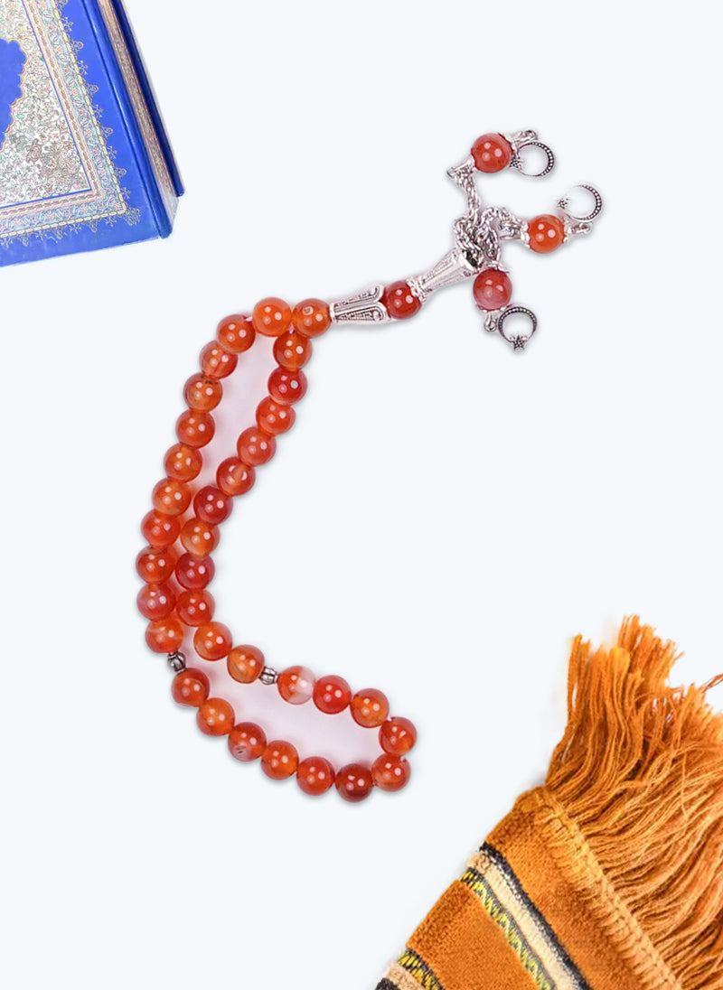 Hijab Ul Hareem Red Marble Tasbeeh ? Elegant Prayer Beads
