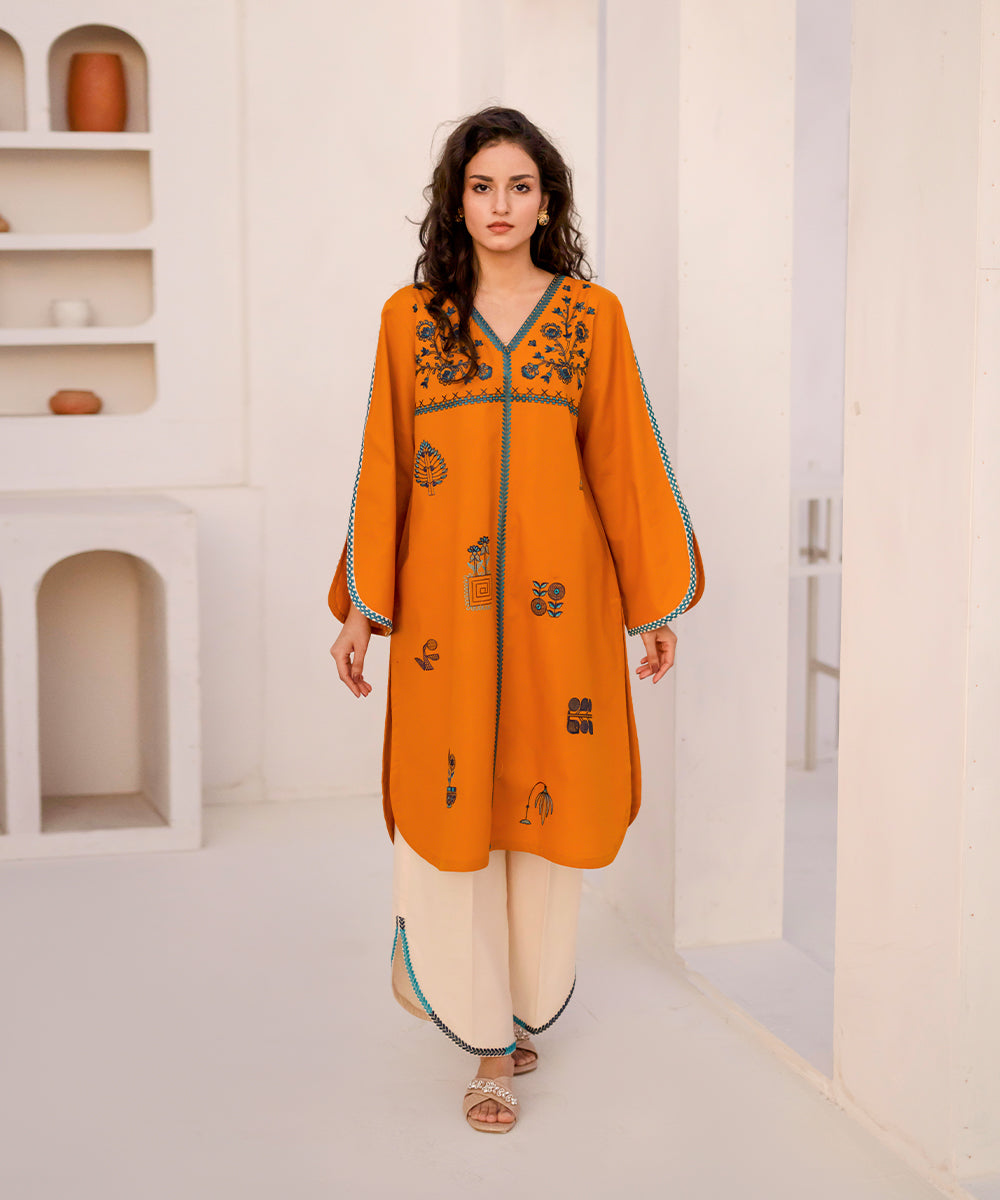 Dastoor By Kross Kulture Stitched 2Pc - Cotton Emb Suit