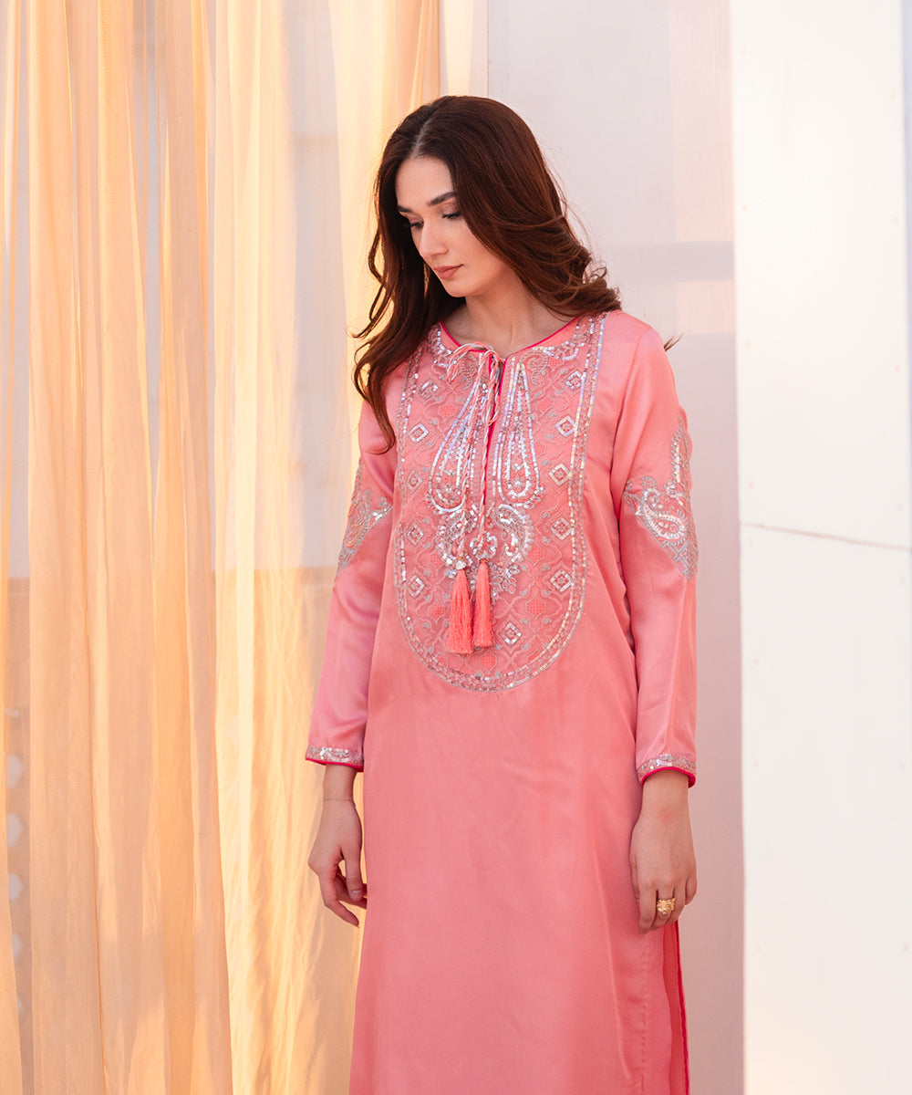 Kross Kulture Stitched Royal Silk 2Pc -  Emb Silk Suit