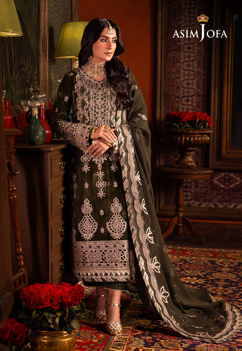 Asim Jofa Makhmal - Wedding Velvet Ajmm-05 Embroidered Velvet 3 Pcs