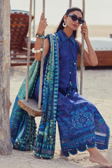 Wes By Farah Talib Aziz Unstitched 3 Piece Luxury Summer Collection-06-Beryl Deep Blue