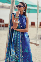 Wes By Farah Talib Aziz Unstitched 3 Piece Luxury Summer Collection-06-Beryl Deep Blue