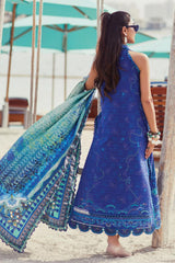 Wes By Farah Talib Aziz Unstitched 3 Piece Luxury Summer Collection-06-Beryl Deep Blue