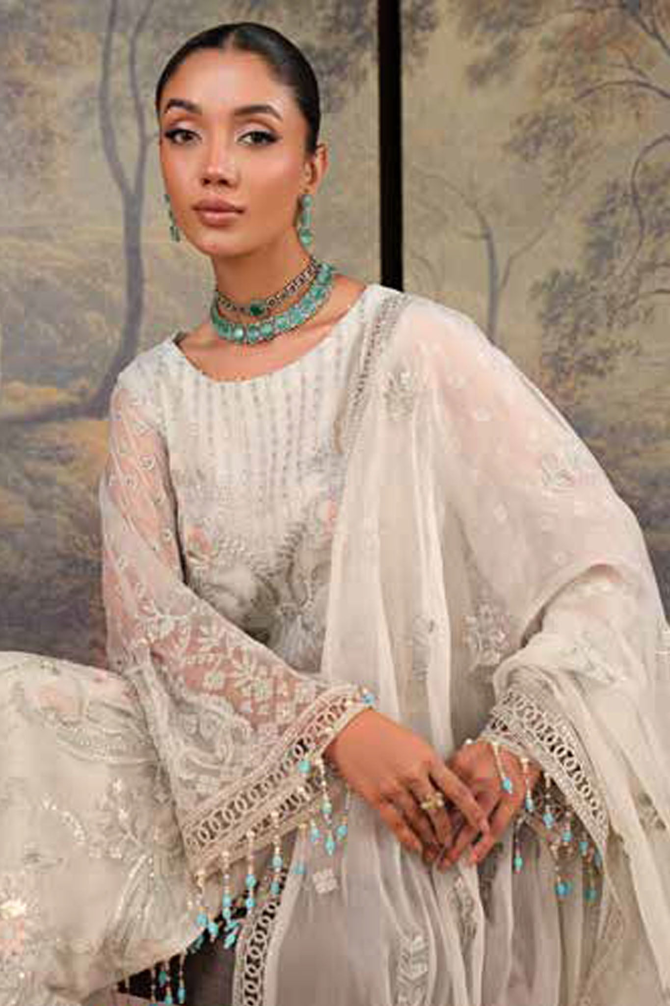 Lamisah Zebaish by Lavish Unstitched 3 Piece Luxury Chiffon Collection'2024-06-Honey Dew