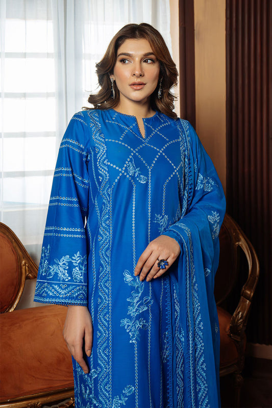 Festive Edit By Sahar Unstitched 3 Piece Chikankari Lawn Collection-06-Moroccan Blue