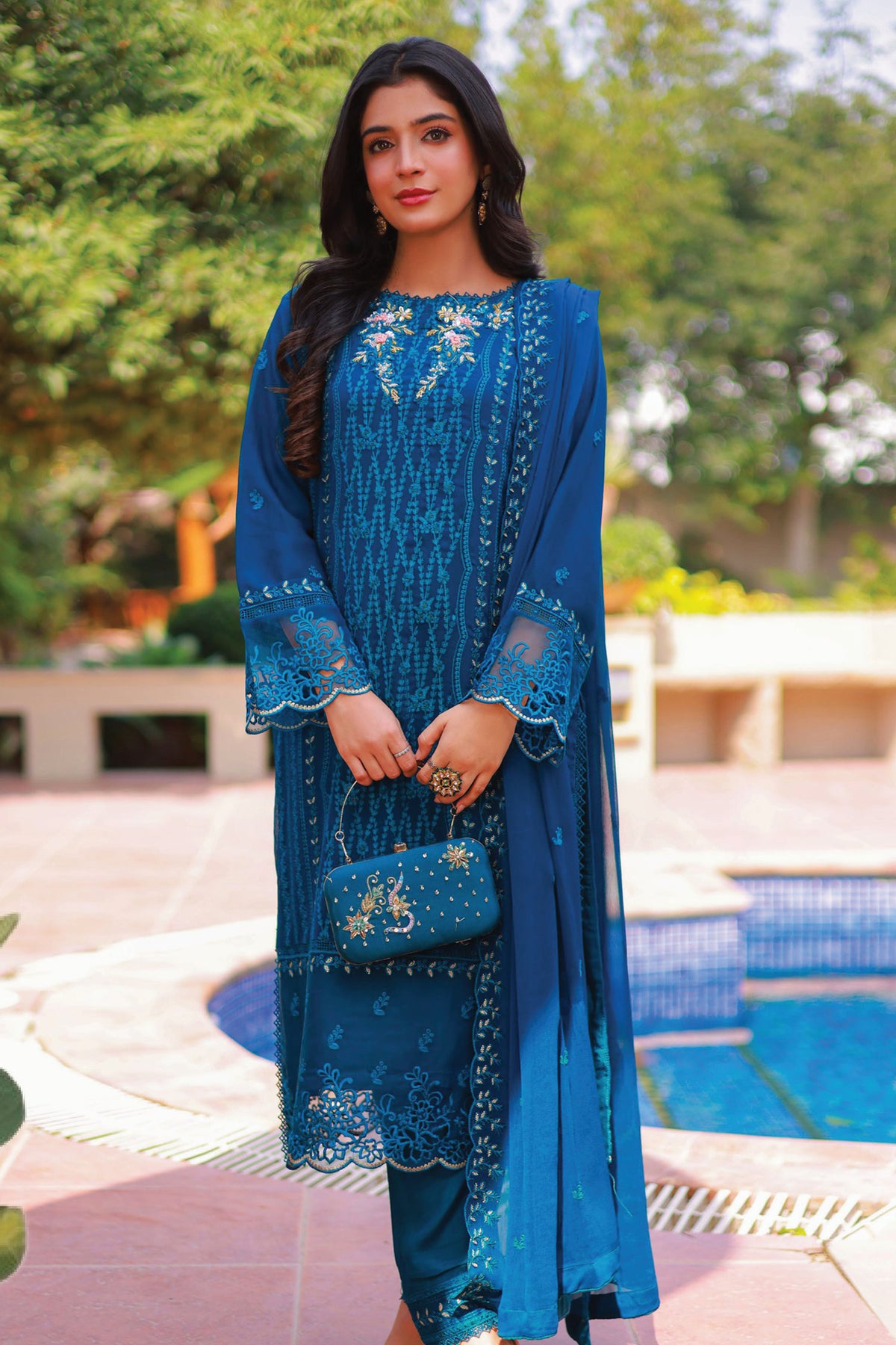 Aks By Guzel Stitched 3 Piece Festive Formals Chiffon Collection'2024-06-Shaam