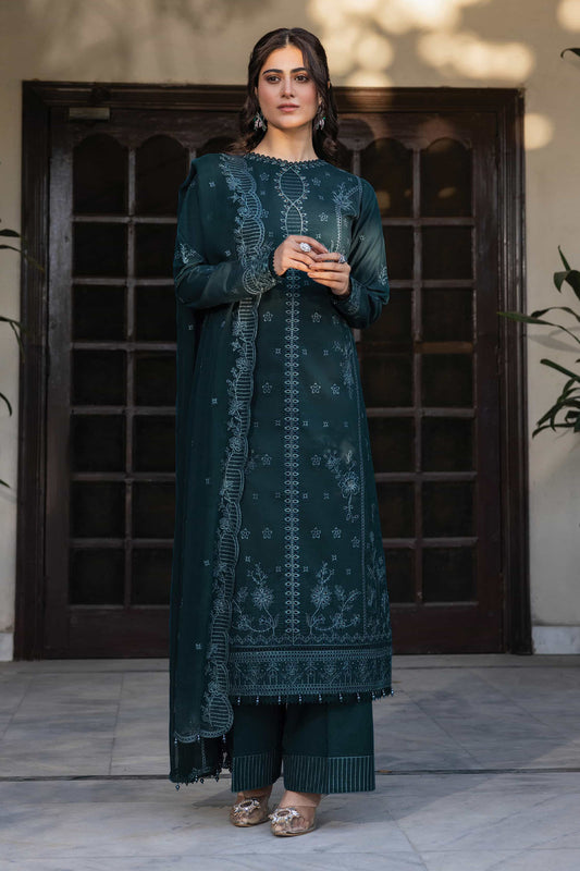 Bahar By Farasha Unstitched 3 Piece Emb Lawn Edit-II Collection-06-Teal Serenity