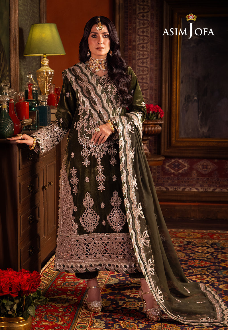 Asim Jofa Makhmal - Wedding Velvet Ajmm-05 Embroidered Velvet 3 Pcs