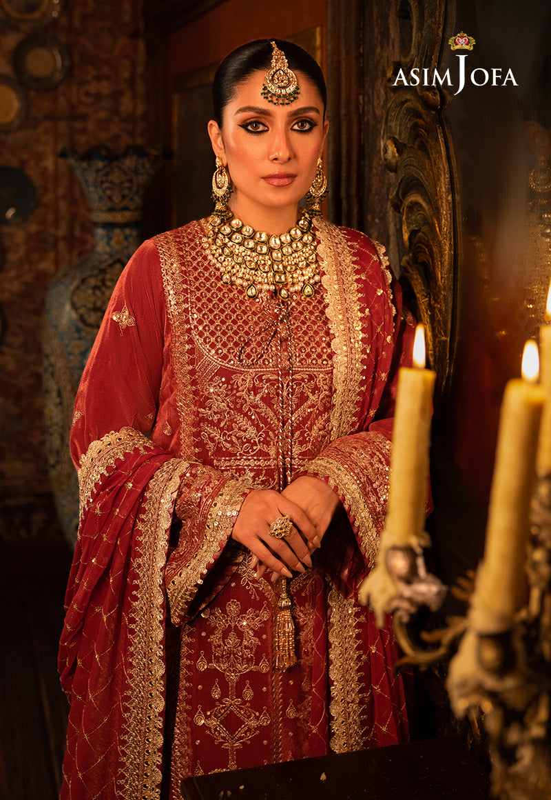 Asim Jofa Makhmal - Wedding Velvet Ajmm-10 Embroidered Velvet 3 Pcs