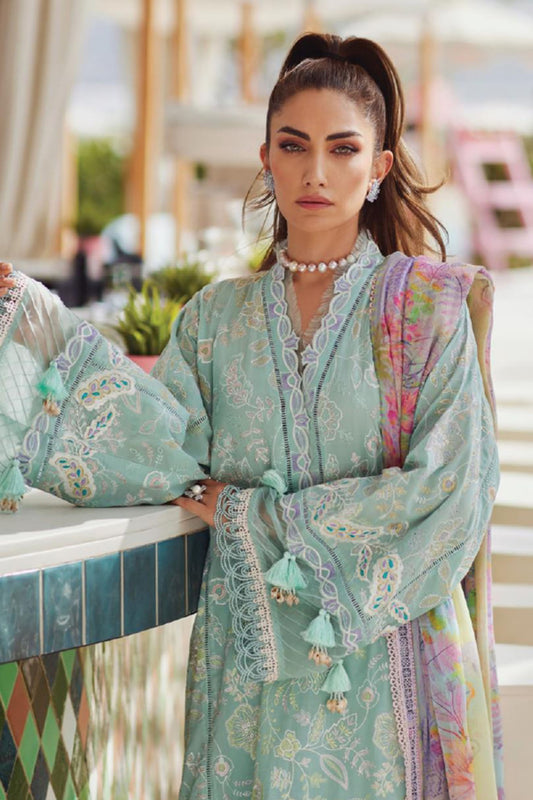 Wes By Farah Talib Aziz Unstitched 3 Piece Luxury Summer Collection-07-Alice Aqua