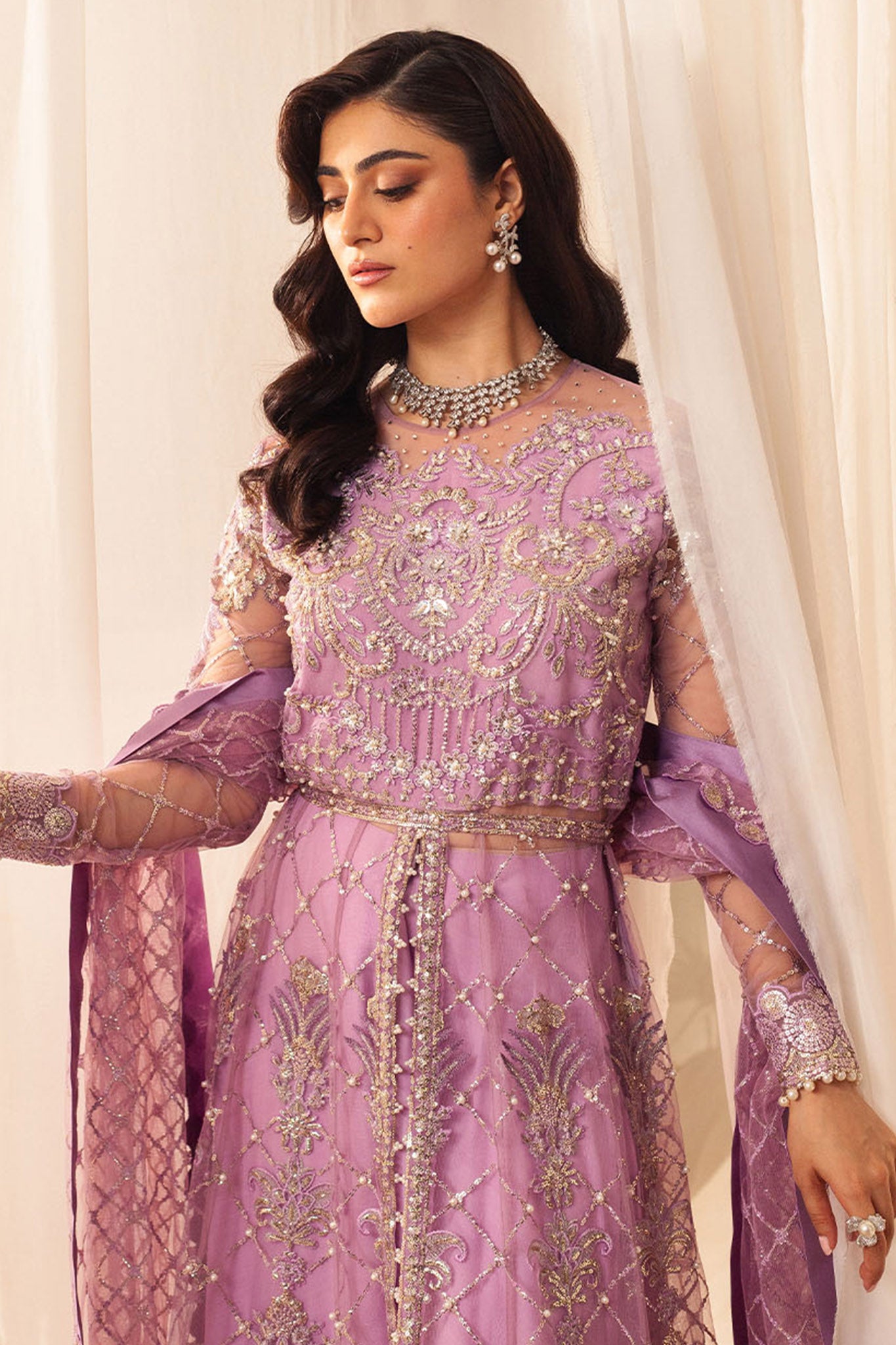 Hemline By Mushq Unstitched 3 Piece Aura Debut Wedding Collection'2024-07-Heather