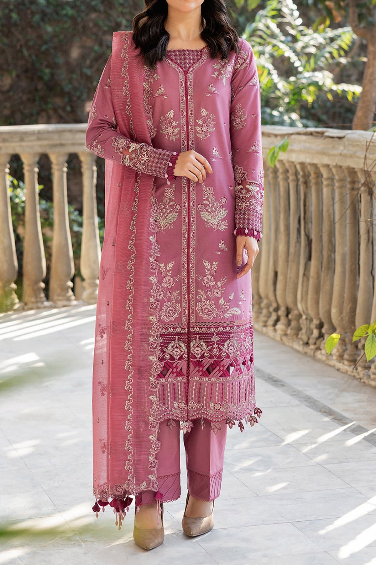 Bahaar by Farasha Unstitched 3 Piece Emb Lawn Collection'2024-07-Rose Garland