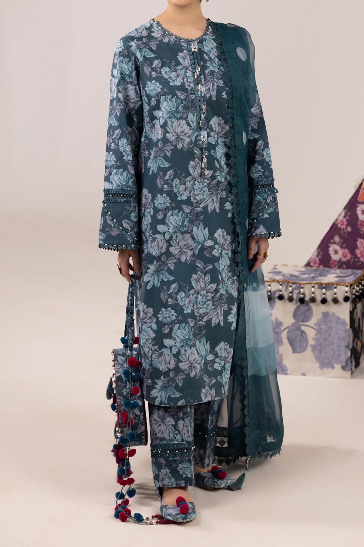 Sheen by Alizeh Unstitched 3 Piece Prints Lawn Collection'2024-07-Sea Mist