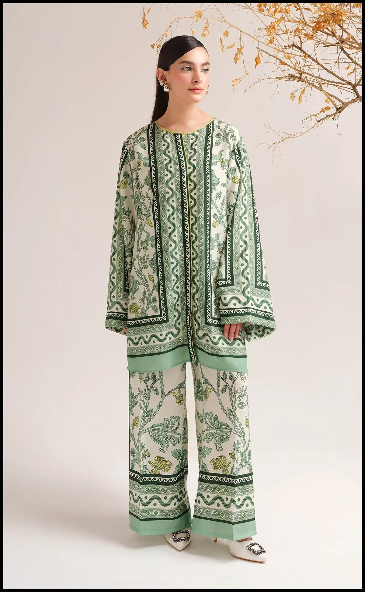 Zaib E Hoor Olive Aura 2Pc Stitched Suit