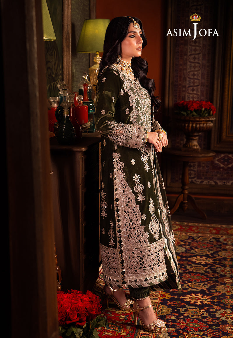 Asim Jofa Makhmal - Wedding Velvet Ajmm-05 Embroidered Velvet 3 Pcs