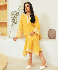 Vasl Pre Winter By Kross Kulture Stitched 2PC - Embroidered Cotton Silk Suit Suit-0001730-SML-YEL