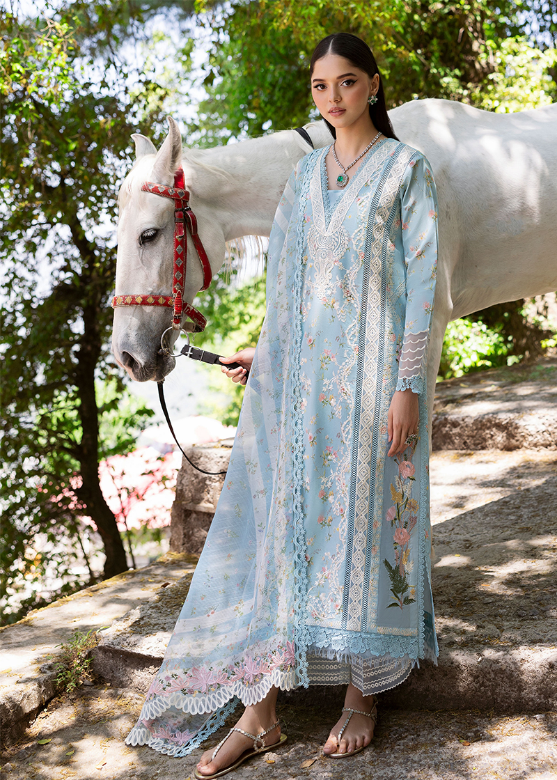 Bloom By Saira Shakira Unstitched 3 Piece Luxury Lawn Collection'2025-08-B-Sweet Opel