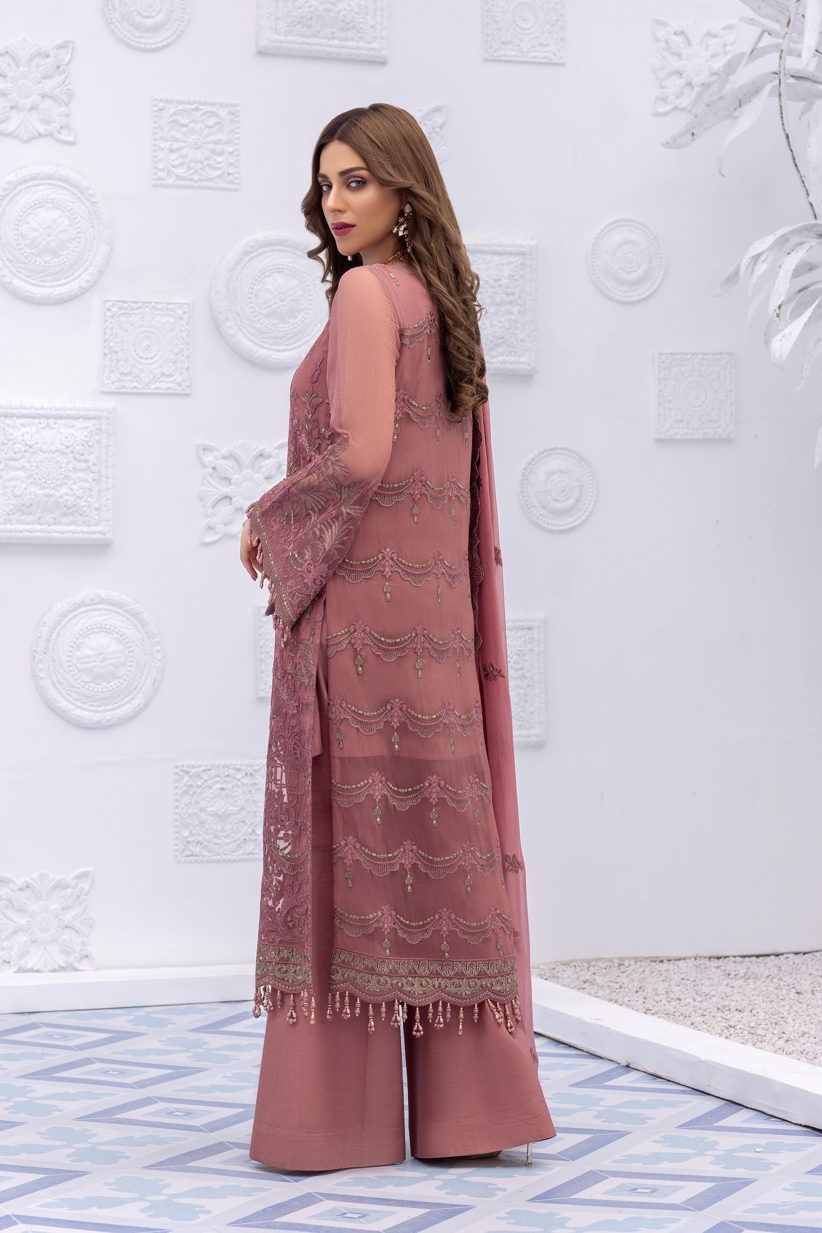 Safeera By Flossie Unstitched 3 Piece Formals Vol-08 Collection'2025-Camellia Rose