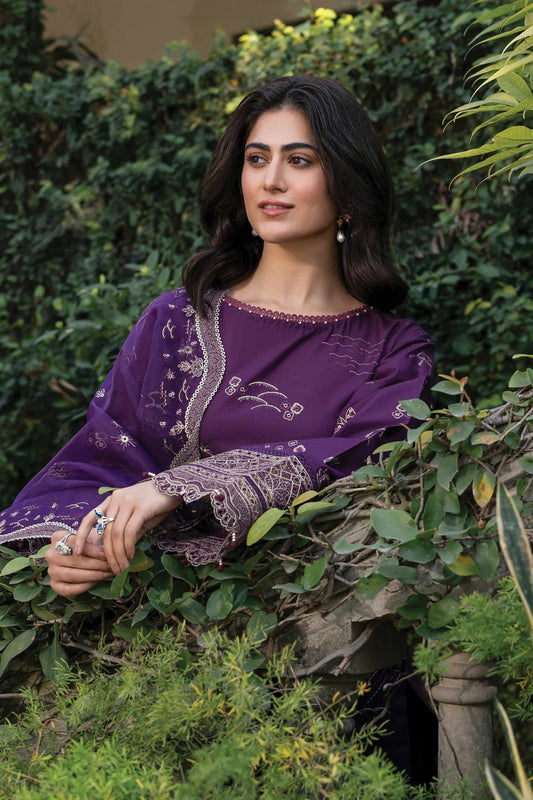 Bahar By Farasha Unstitched 3 Piece Emb Lawn Edit-II Collection-08-Raven Plum