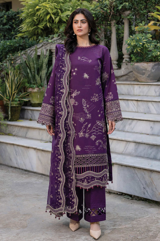 Bahar By Farasha Unstitched 3 Piece Emb Lawn Edit-II Collection-08-Raven Plum