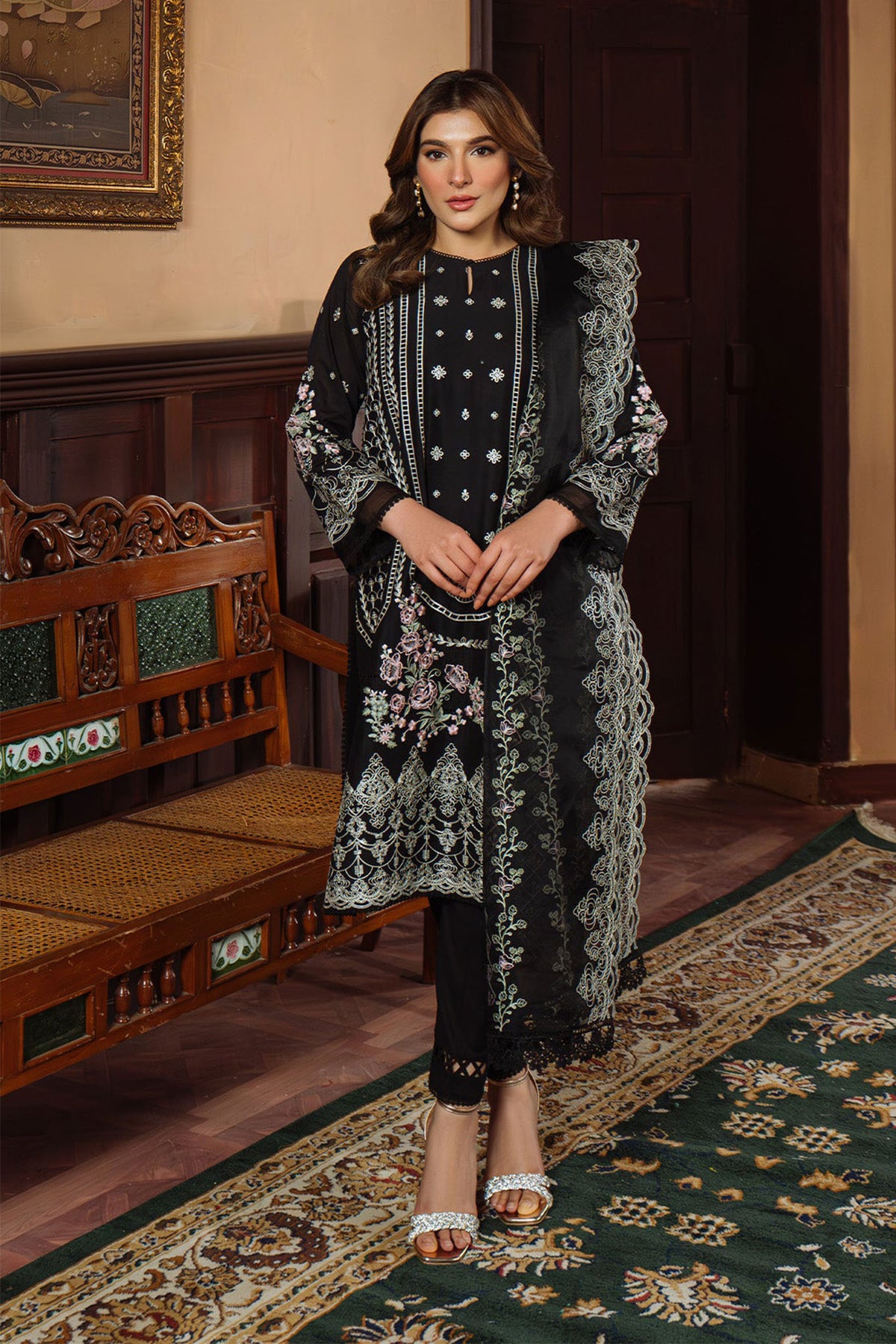 Festive Edit By Sahar Unstitched 3 Piece Chikankari Lawn Collection-08-Raven Poise