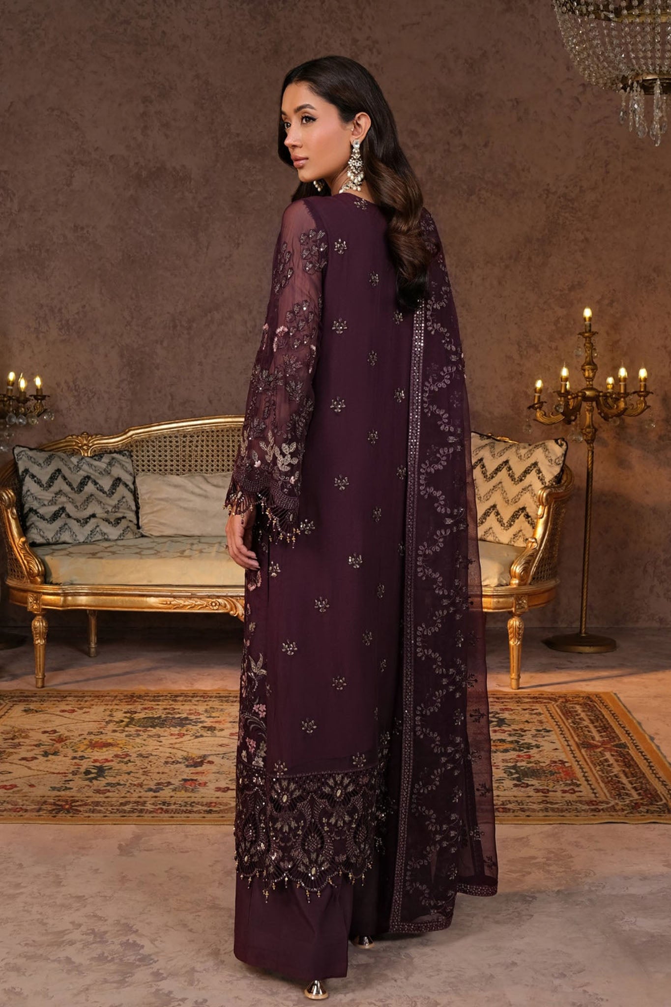 Lamisah Zebaish by Lavish Unstitched 3 Piece Luxury Chiffon Collection'2024-08-Sangria