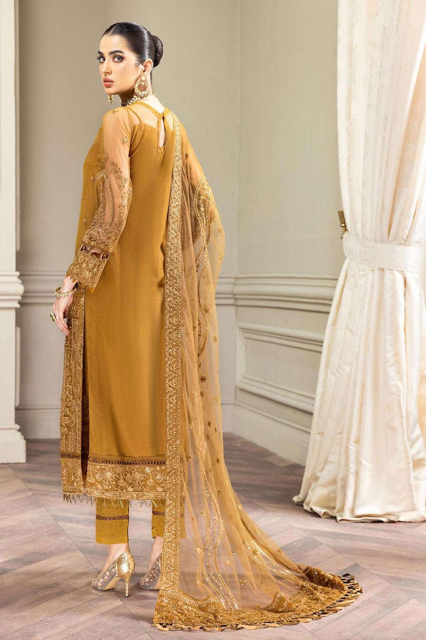 Amiraa by Farasha Unstitched 3 Piece Luxury Net Collection'2022-08-Amber