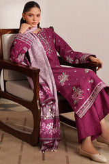 Meline By Farasha Unstitched 3 Piece Premium Viscose Collection'2025-08-Berry Blush