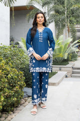 Panache Apparel-Stitched Summer Suit-Blue Petal