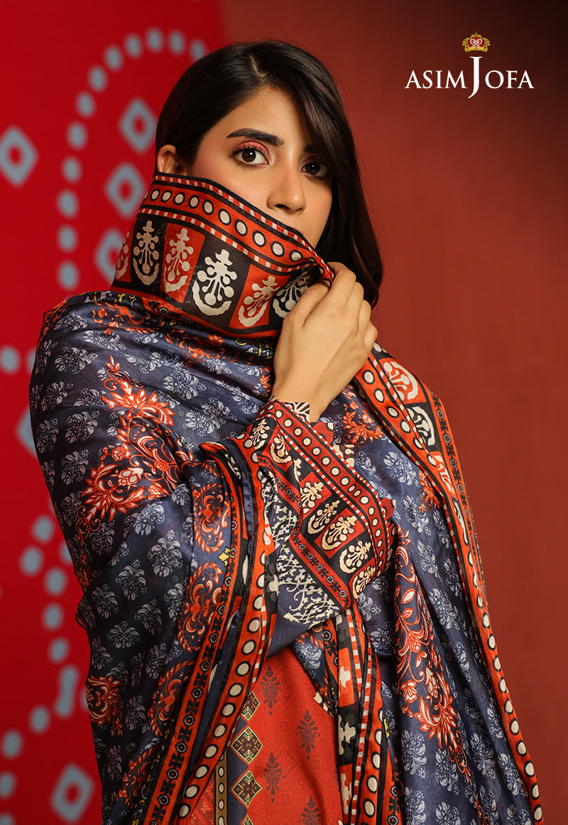 Asim Jofa Tara Sitara Ajtm-10 - 2 Pcs Printed Georgette Silk 2 Pcs