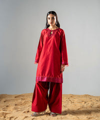 Zarqash By Kross Kulture Stitched 2PC - Raw Silk Suit Collection'2025-0001861-XSM-RED
