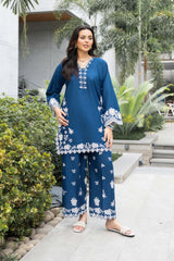 Panache Apparel-Stitched Summer Suit-Blue Petal