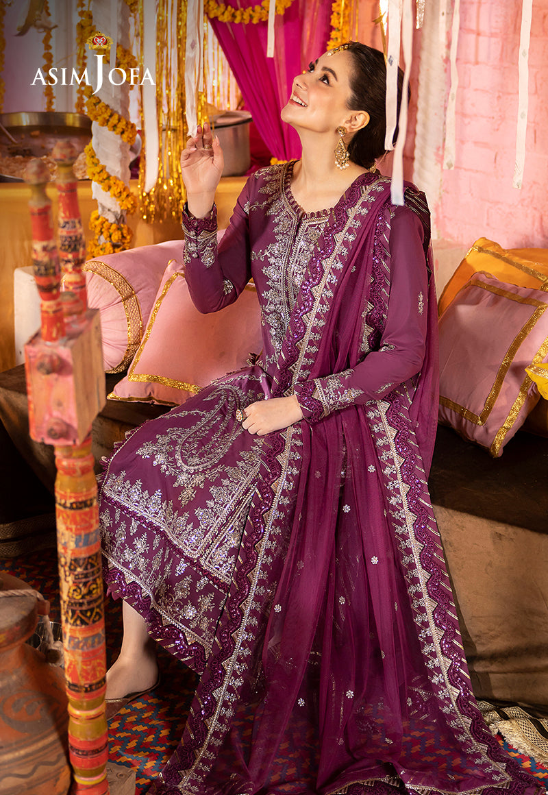 Asim Jofa Dastaan Pret Ajdap-18 Embroidered Lawn Silk Stitched 3 Pcs