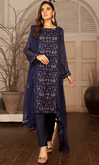 Shamooz Stitched 3 Piece Formals Suits-Azure SEM-0631