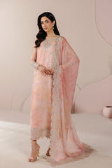 Roselle By Zarif Unstitched 3 Piece Printed & Emb Formals Suit-FLORE