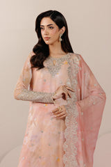 Roselle By Zarif Unstitched 3 Piece Printed & Emb Formals Suit-FLORE