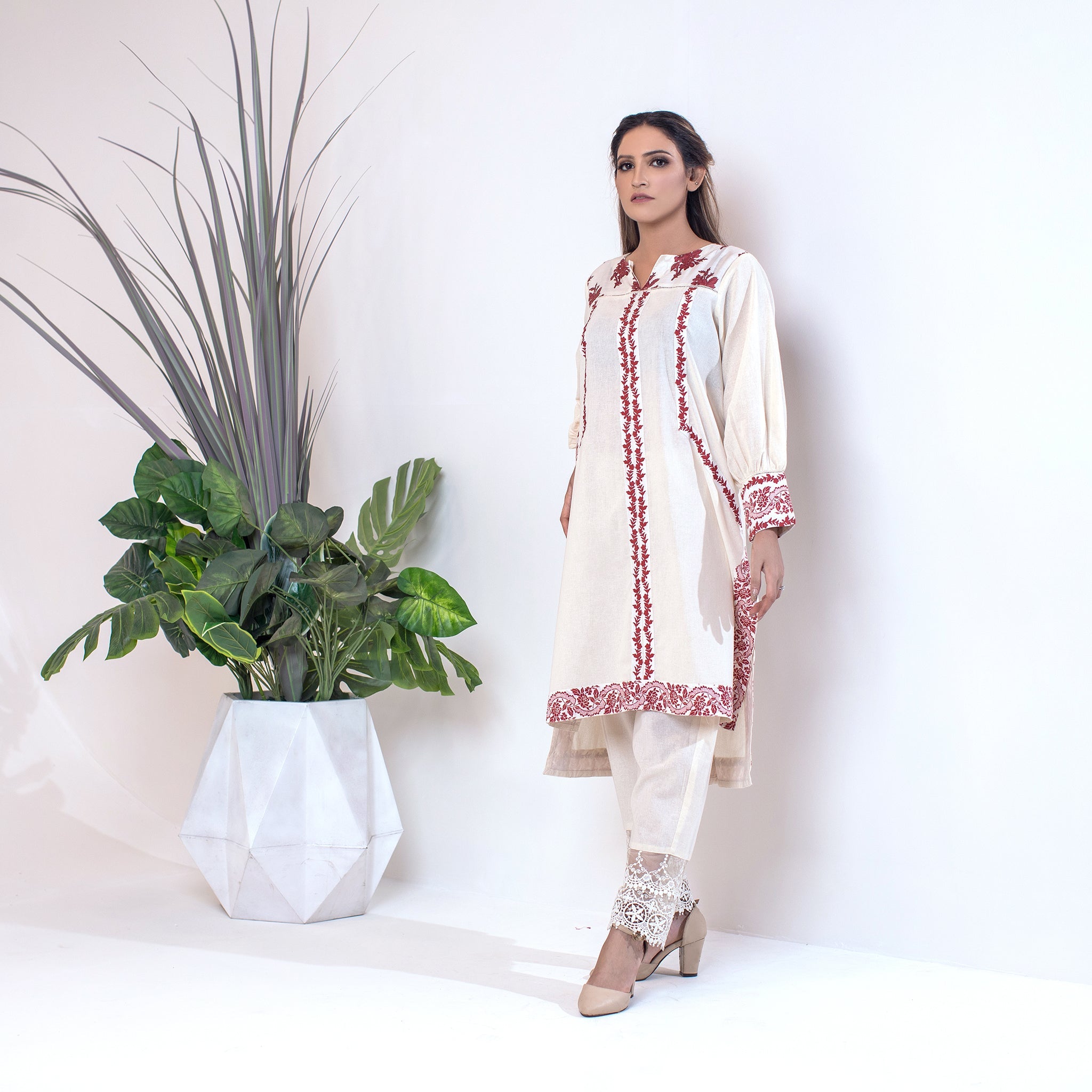 Urban Cut 1 Piece Cotton Embroidered Co- Ord Set