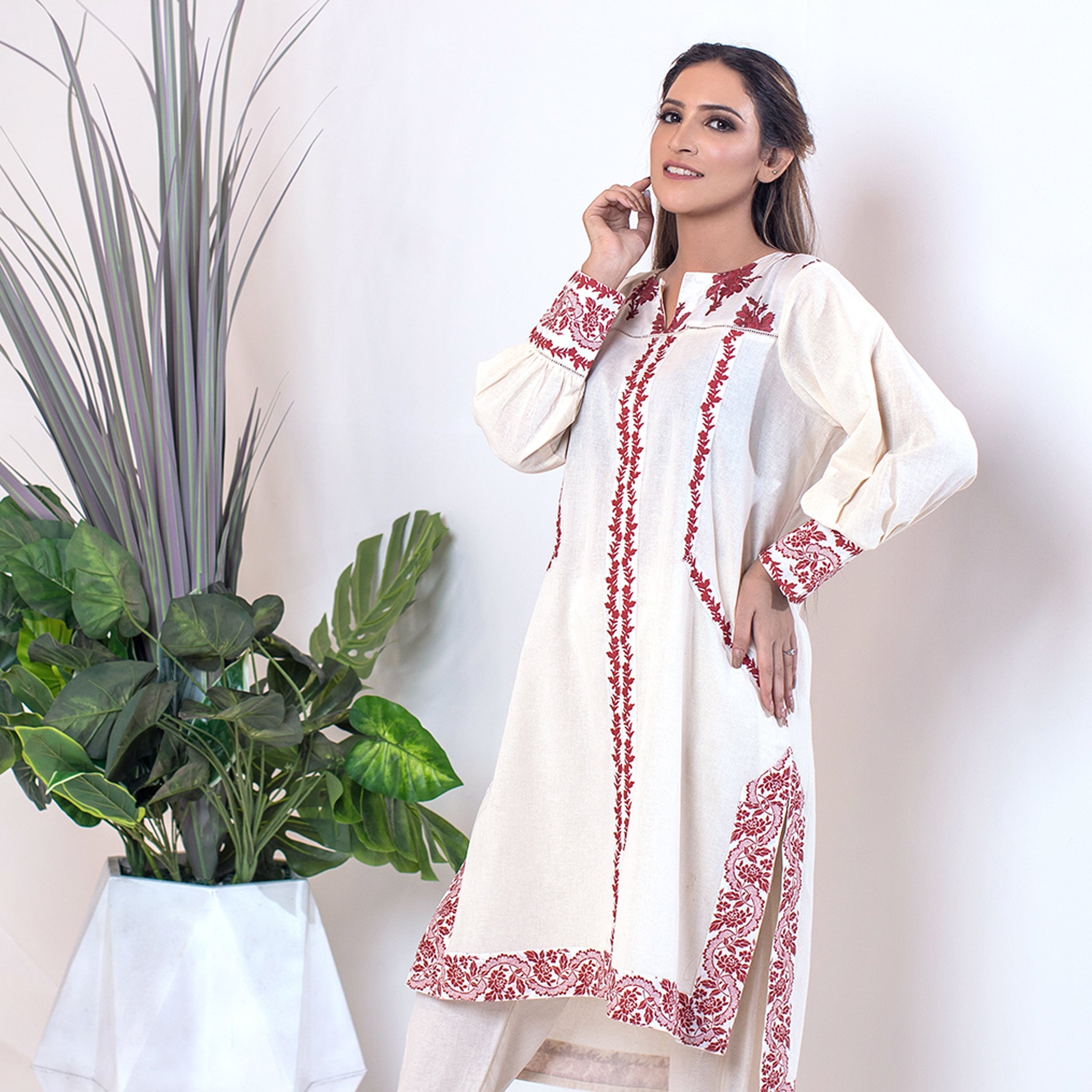 Urban Cut 1 Piece Cotton Embroidered Co- Ord Set