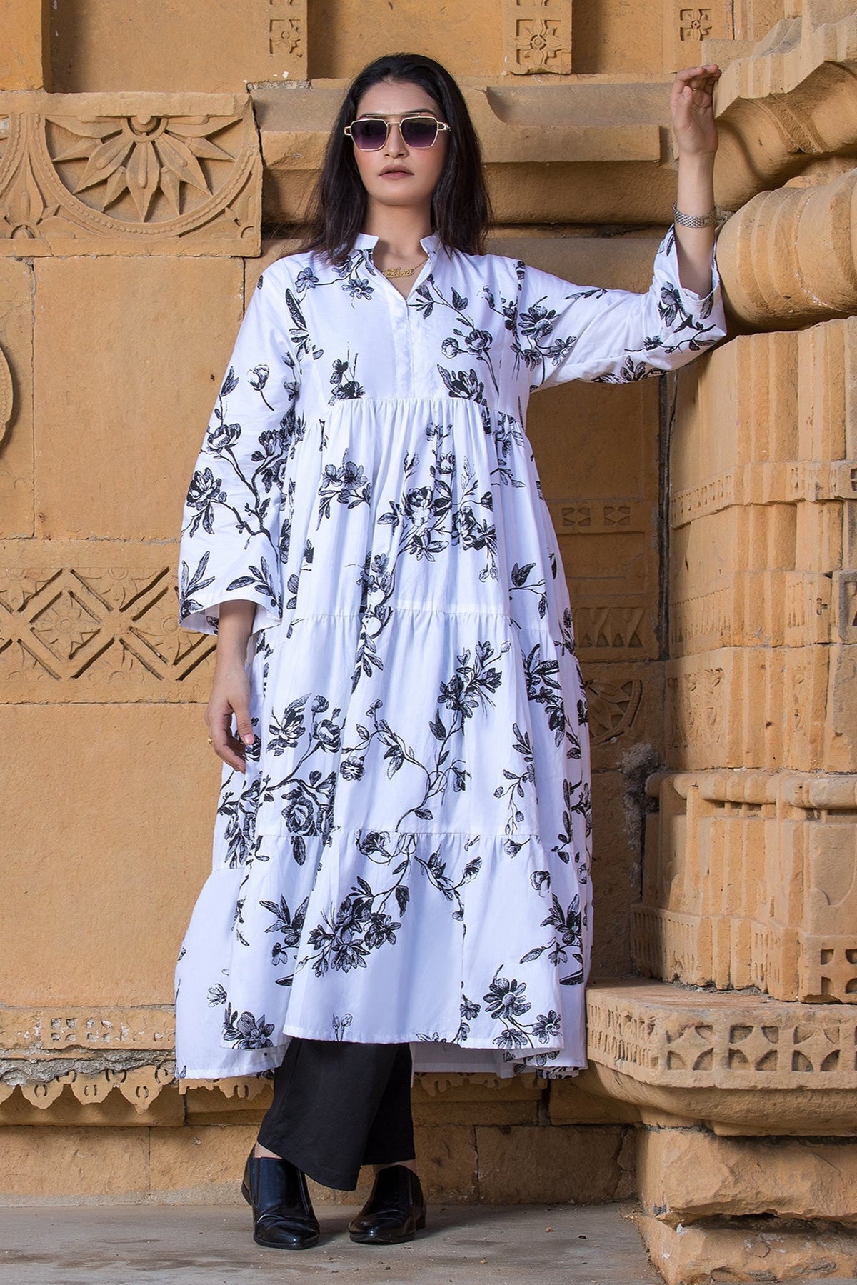 Urban Cut 1 Piece Printed Cotton Long Dress