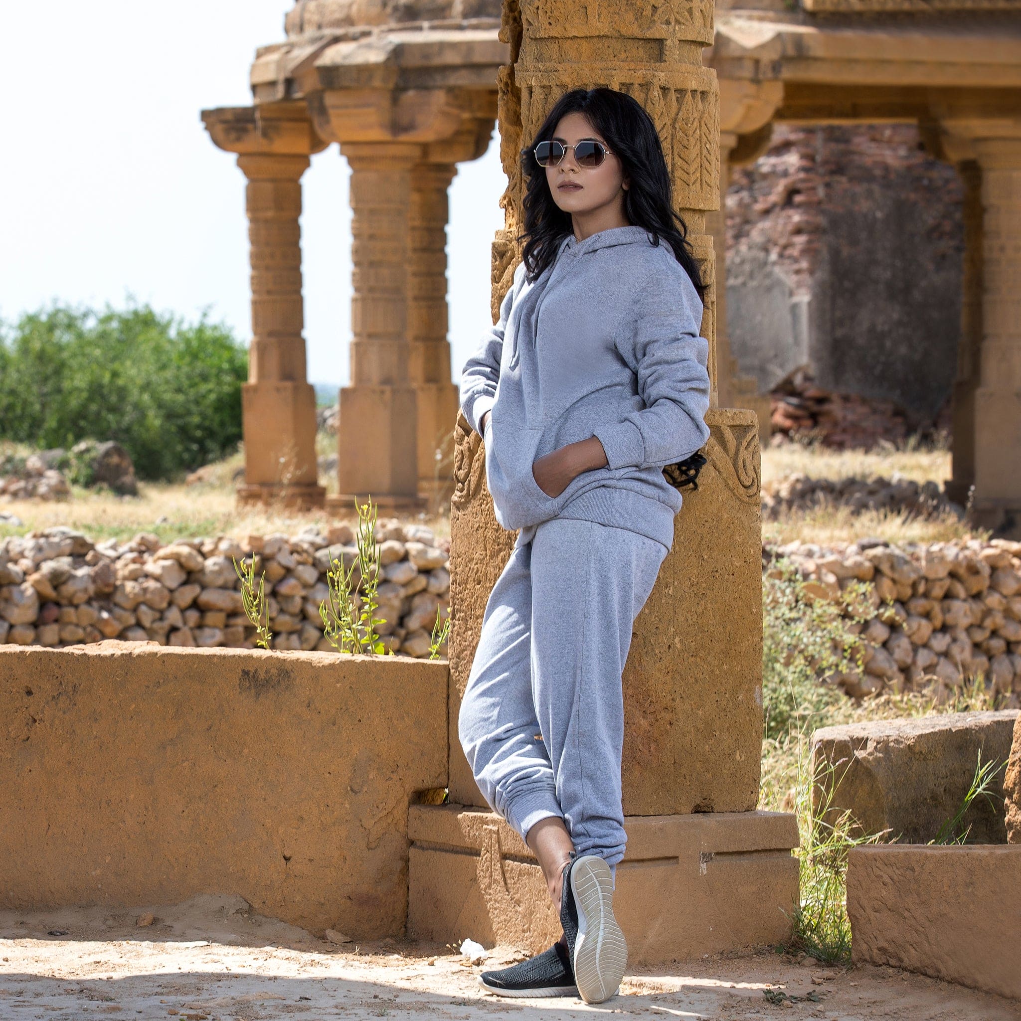 Urban Cut Cotton Fleece Zipper Hoodie Grey 1 piece
